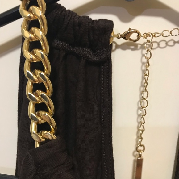 Michael Kors tank top w/chain accents. Brown, sz M. - Picture 3 of 5